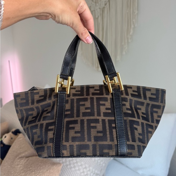 Fendi Handbags - Fendi Zucca Mini Tote Bag Brown FF Monogram Vintage Gold Hardware Authentic
